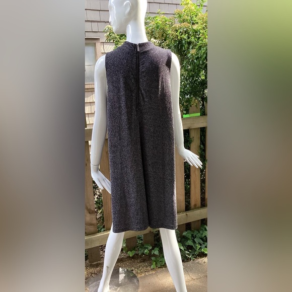 Retro sleeveless cocktail swing dress, black threaded with silver,, XL - Picture 4 of 16